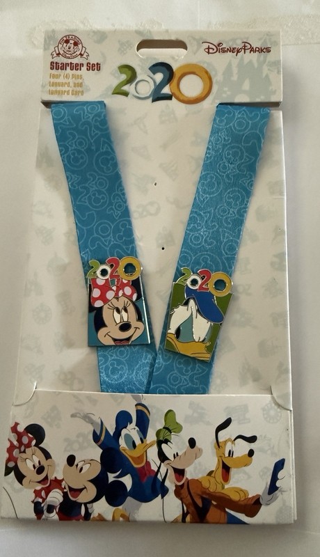 Disney Parks Pin Trading Starter Set Kit~Lanyard & 2 pins 2020 Donald & Minnie ￼