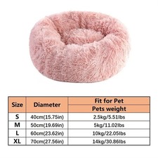 UK Dog Bed Donut Soft Round Plush Cat Beds For Calming Pet Anti-anxiety Washable