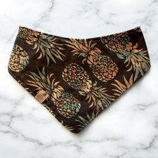 DOG Bandana - Pineapples Brown - Size M Medium