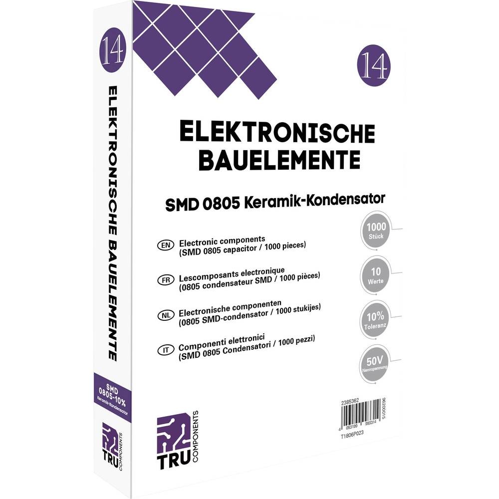 Condensateur céramique CMS 0805 TRU COMPONENTS composant électronique CMS 50V