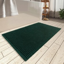 AMOAMI Upgraded Waffle Bath Mat, Super 2' x 3' Rectangular , Dark Green