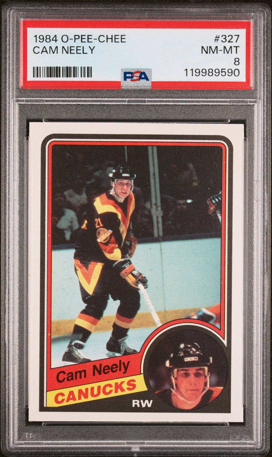 1984-85 O-Pee-Chee Cam Neely #327 Rookie PSA 8