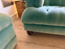 Green Velvet High Backed Armchair