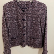 Vintage Pendleton 100 Virgin Wool Geometric Weave Jacket,12 Petite,Quiet Luxury
