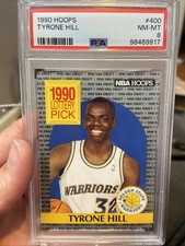 1990 Hoops Tyrone Hill #400 Golden State Warriors Basketball Rookie PSA NM-MT 8