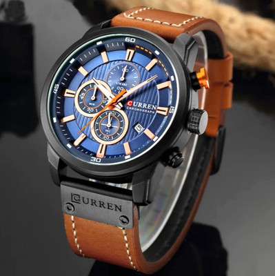 45MM CURREN Quartz Men's Watch Luxury 30M Waterproof Leather Luminous Gift NEW