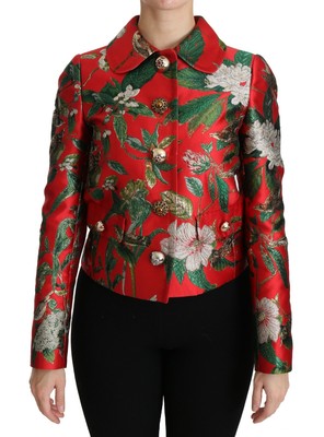 red floral coat