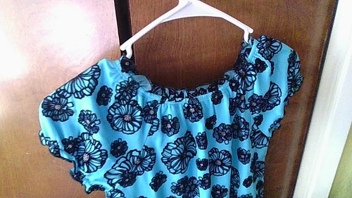 NWT! Tempted Girls Size 6 Short Sleeve Shirt PRETTY Bright Blue w/Black Flowers - Picture 14 of 23