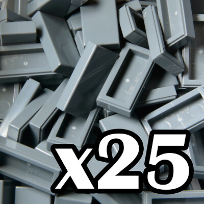 NEW LEGO - TILES - 1 x 2 - Gray Dark Bluish tile x 25 - 1x2 smooth flat grey