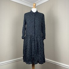 HUSH Star Print Shirt Dress Midi Black White Polka Dot Smart Summer Size 8 VGC