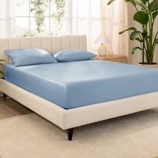 Bare Home Organic Cotton Sateen Fitted Sheet - Smooth Sateen Weave