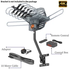 990 Mile Outdoor TV Antenna Motorized Amplified V/UHF HDTV 1080P 4K 360° Rotate