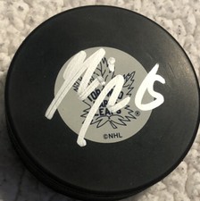 MIKE KOMISAREK SIGNED TORONTO MAPLE LEAFS LOGO PUCK WITH COA! MONTREAL CANADIENS