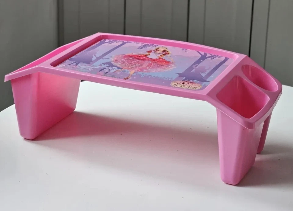 BARBIE Dancing Princesses 2006 Pink Computer Laptop Desk Sofa Lap Bed Tray Table - Image 2 of 4