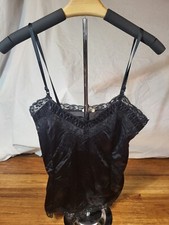 Vintage Joy Mel-Lin Camisole Negligee Lace Black Top Small