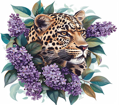 LEOPARD LILAC FLORAL CAT HOME DECOR COMPUTER MOUSE PAD 9.25 X 7.75 INCHES