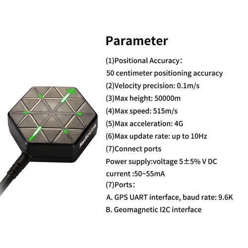 Radiolink M10N SE100 GPS Module for GLONASS/BeiDou APM Pixhawk Flight Controller - Picture 8 of 16