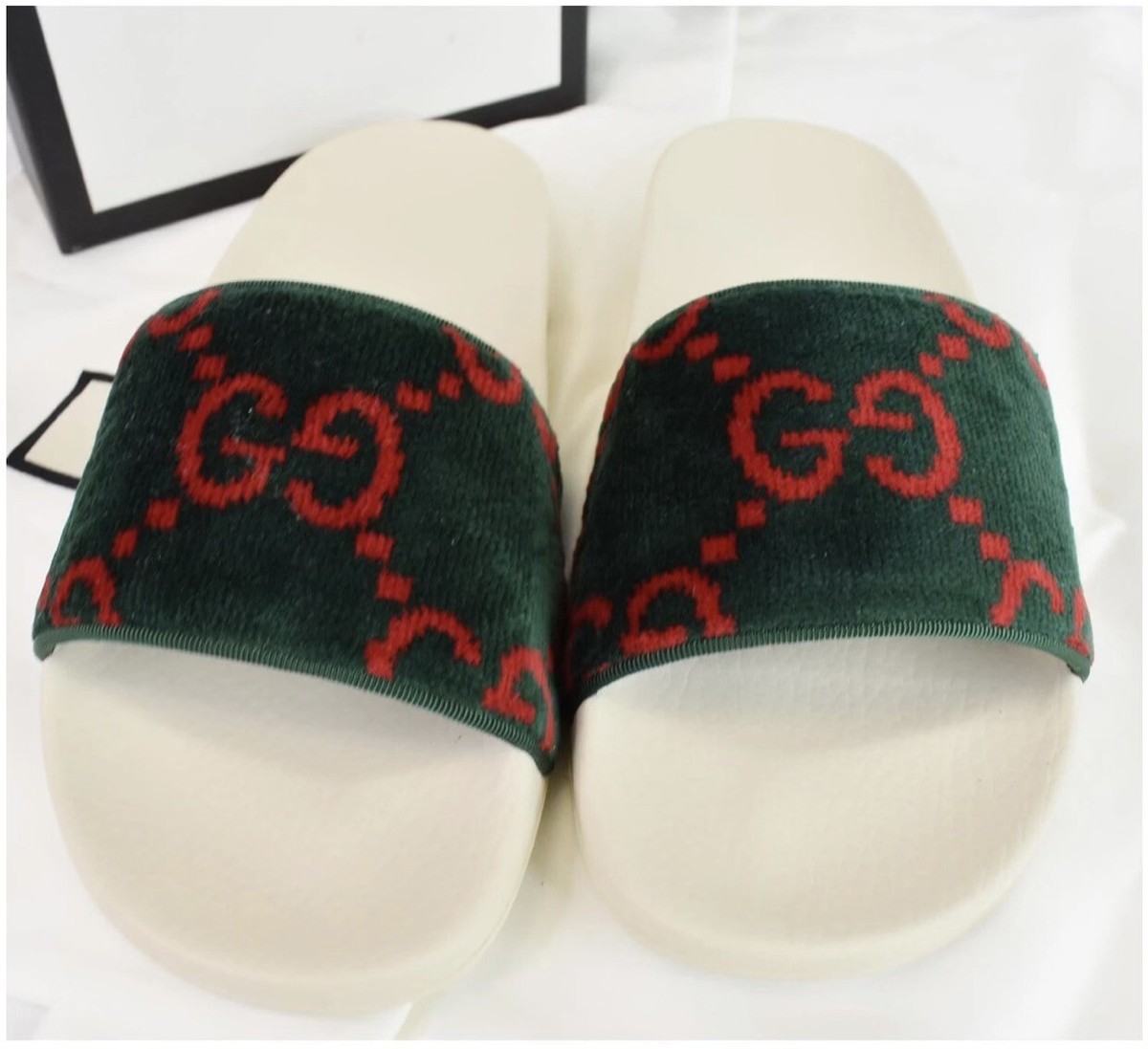 NEW Gucci GG velvet slide sandals Gucci Slide Sandal with Horsebit in Blue GG Denim – MAYFEYR main image 2