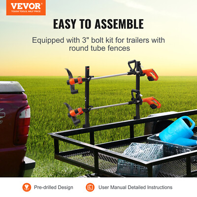 2-Place Trimmer & Weeder Rack Holder For Landscape Trailer - Lockable, Powder Coated