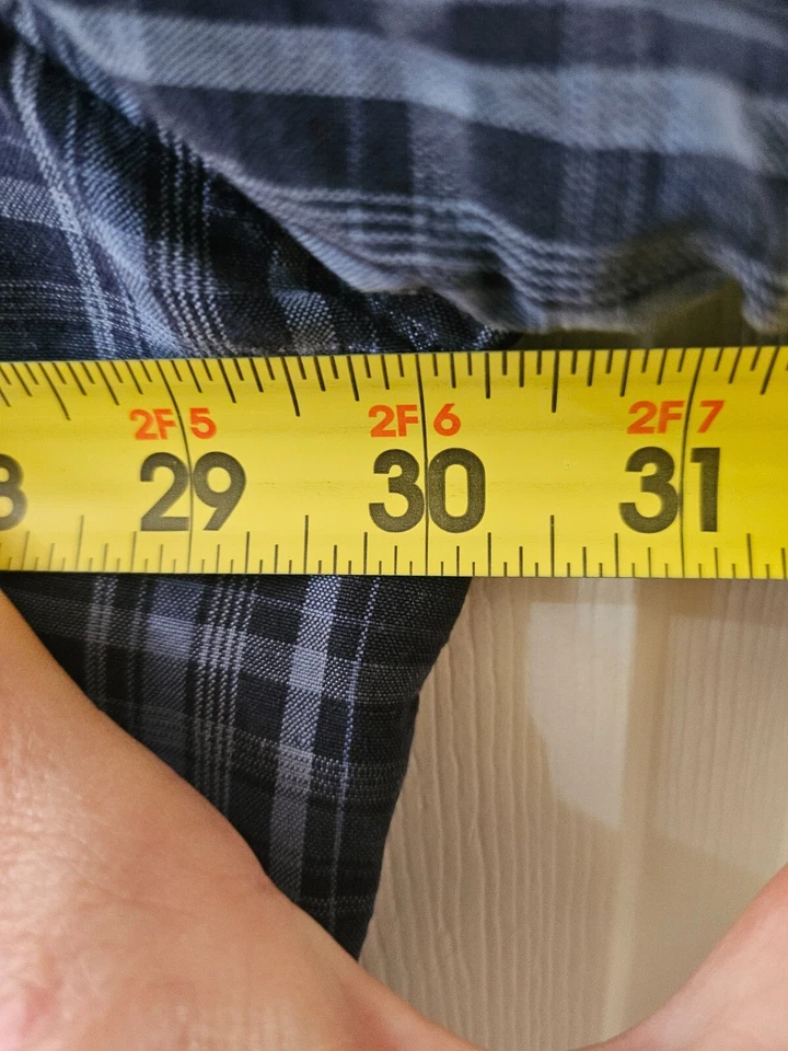 Рубашка Ralph Lauren мужская классический крой синяя клетчатая с коротким рукавом 3XB шелк лен - Изображение 4 из 4