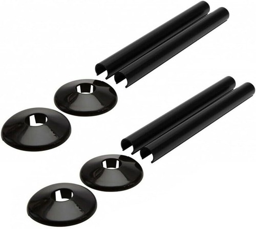 NEU CHROM SCHWARZ GRAU RADSNAPS HEIZKÖRPER ROHR ABDECKUNGEN & MANSCHETTEN 15mm - Bild 6 von 35