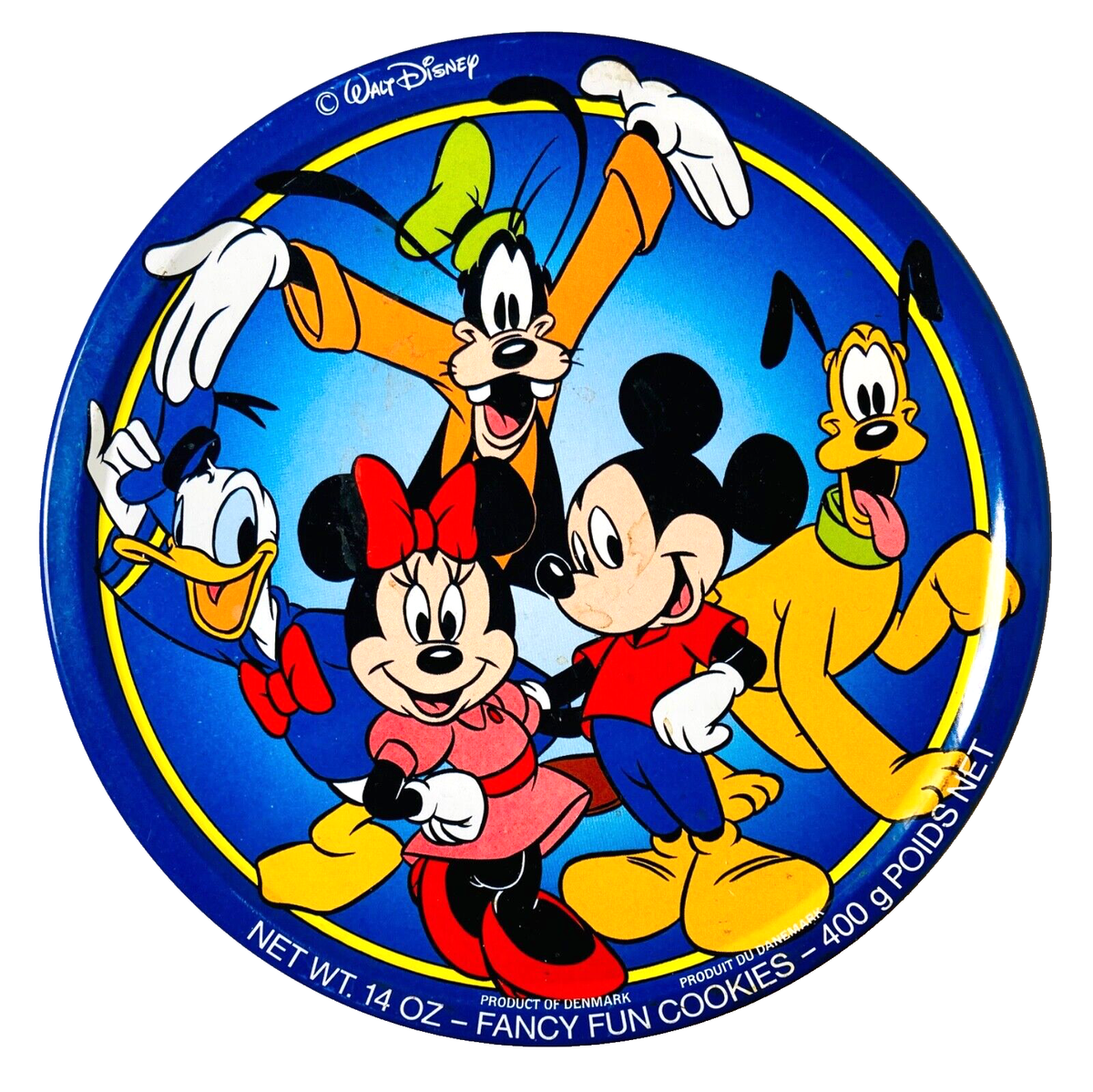 Disney Round Cookie Tin Mickey Mouse Minnie Mouse Donald Duck