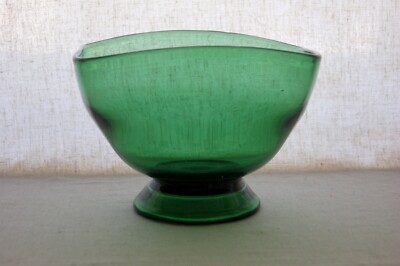 Vetro verde Empoli Etrusca, glas schale grün, green glass, 1950 made in italy