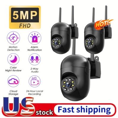 3PCS 5MP PTZ WIFI Home Security Camera Wireless 2-Way Audio for Parents Baby Pet