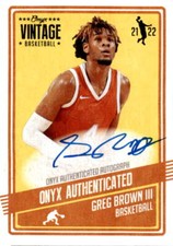 2021-22 Onyx Vintage #VAGB Greg Brown III Blue Signatures Texas Longhorns