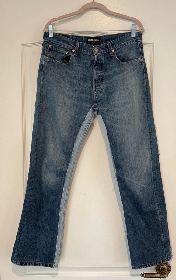 パンツ 13AW BALENCIAGA bicolor skinny denim BALENCIAGA SLASHED