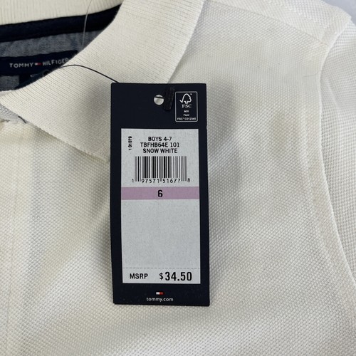 New Boys Tommy Hilfiger Short Sleeve Polo Shirt Sz 6 NWT White Red Blue $34 - Picture 4 of 8