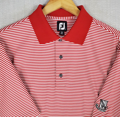 FOOTJOY x LONGUE VUE CLUB Size Large Polo Shirt Mens Red/White Stripe Golf FJ