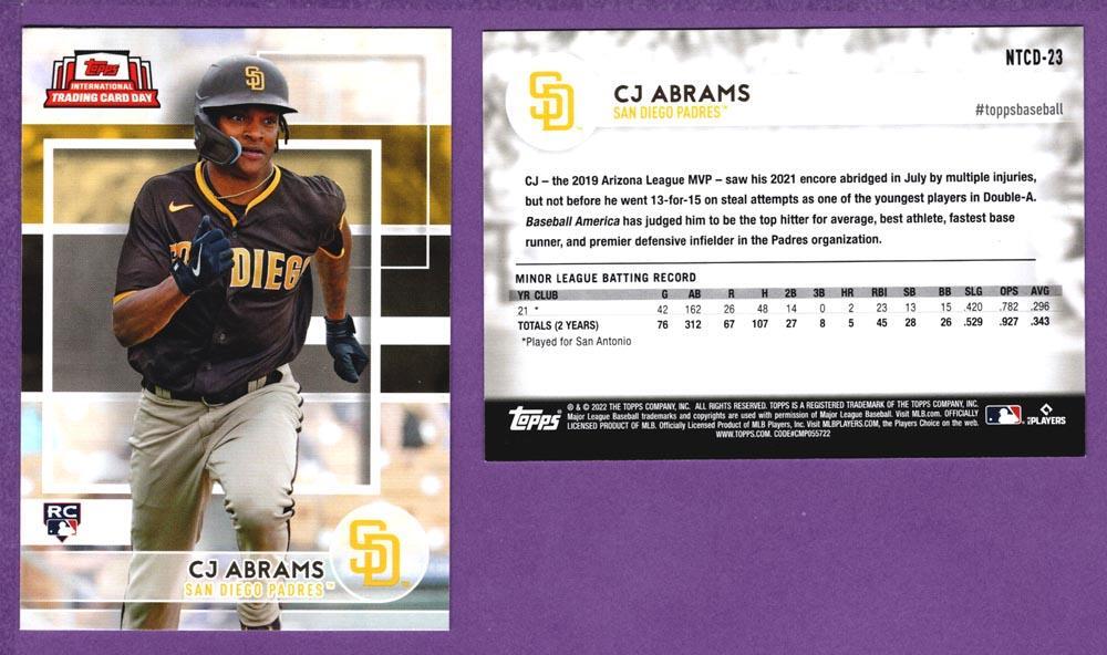 2022 Topps CJ Abrams Rookie Card Padres and Nationals NTCD-23 Trading Card Day