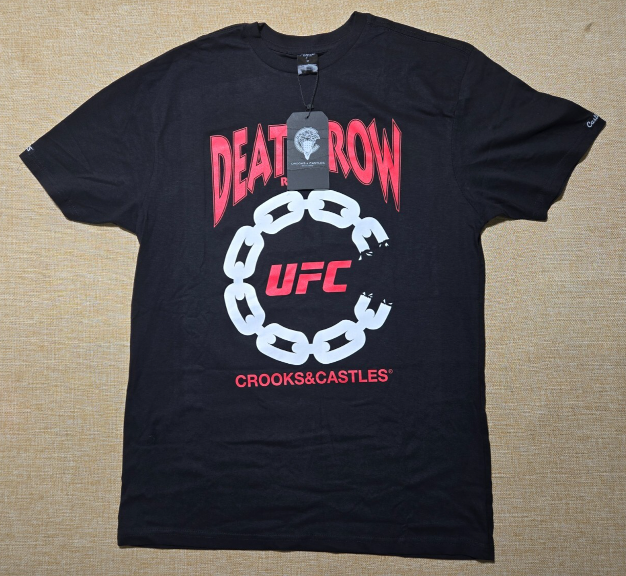 FILA T shirt Crooks & Castles x UFC x Death Row Records nuova con etichette nera taglia media