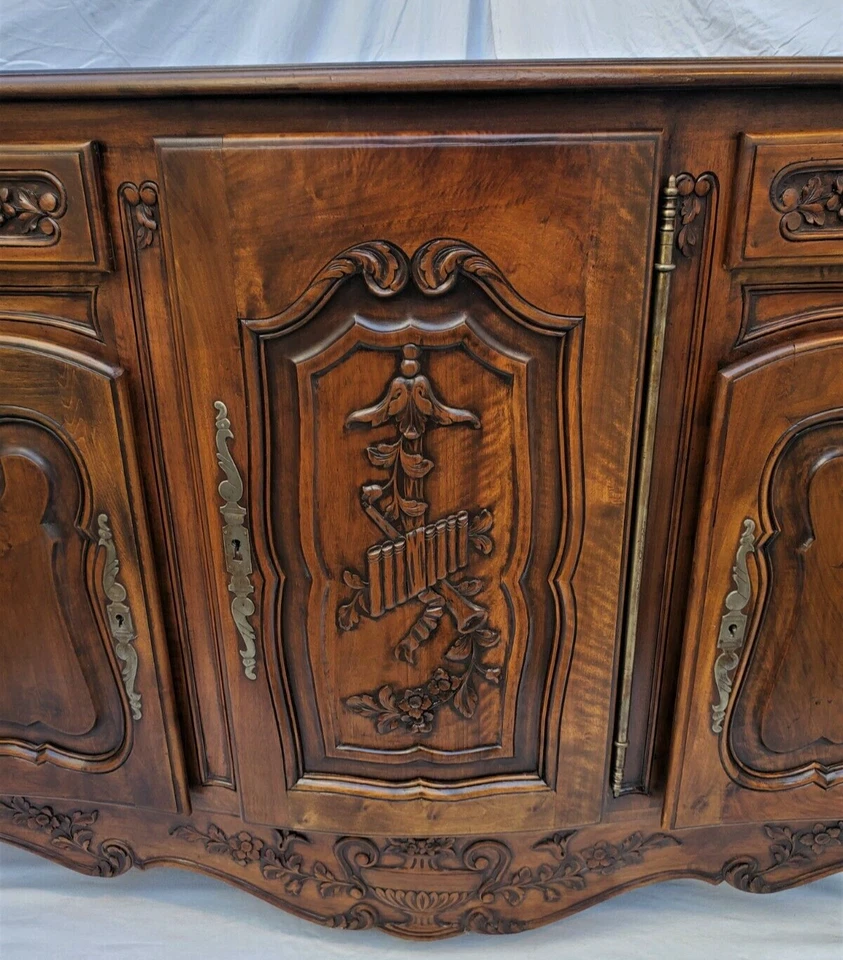 Antiguo Aparador Buffet Francés Luis XV Nogal Servidor - Ornamentado Tallado Años 1900 Foto 4 de 4