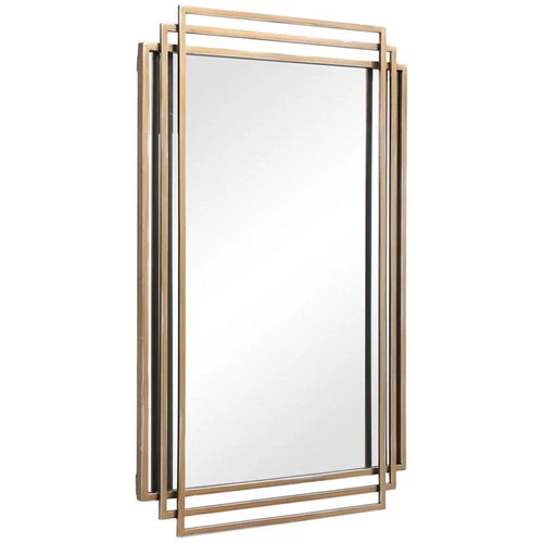 Uttermost Amherst Iron Metal & MDF Mirror with Silver Highlights in Brushed Gold - Picture 2 of 9