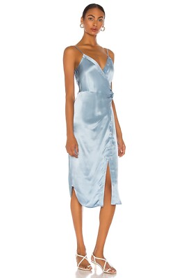 T by Alexander Wang Cami Midi Dress Slate Blue Silk Buttons 0 NWT $450 |  eBay