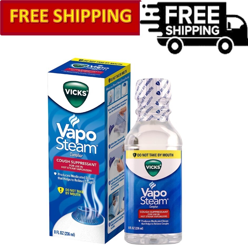 Vicks VapoSteam Medicated Liquid with Camphor, a Cough Suppressant, 8 Oz &ndash; VapoS