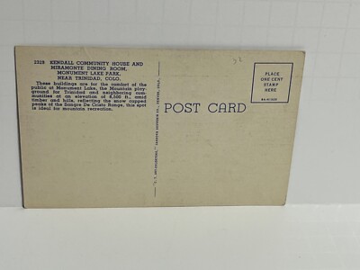 Postcard Kendall Community House Monument Lake Park Trinidad