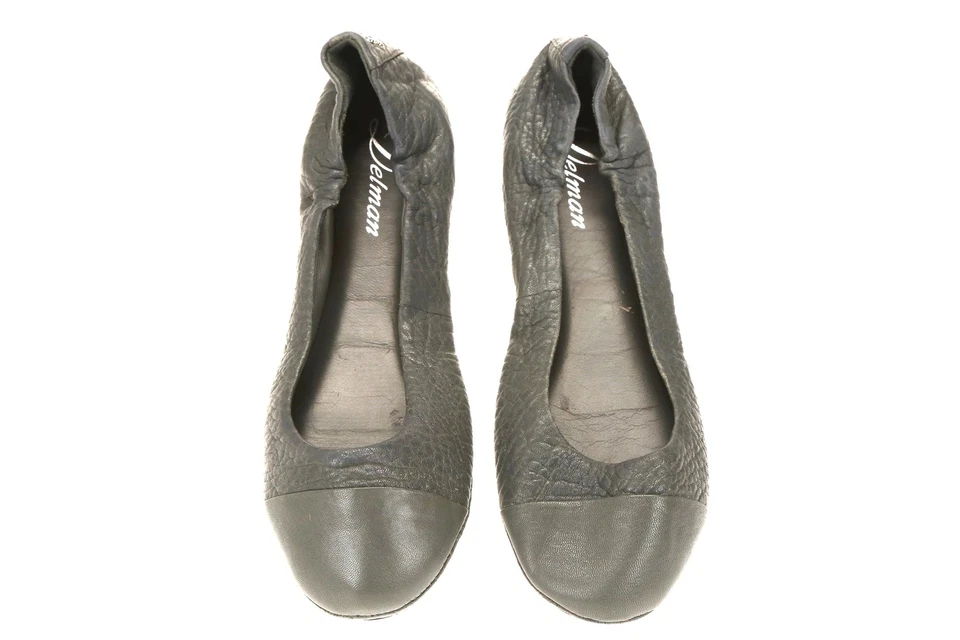 Zapatos planos de ballet de cuero gris DELMAN 160408 para mujer talla 6,5 Foto 4 de 4