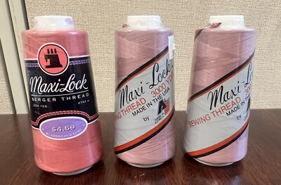 Maxi-Lock Serger Sewing Thread  3,000 Yds Colors 2 Roseate And 1 Dusty Rose