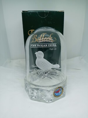 Vtg.Hofbauer Byrdes Collect° Frosted Bird In Lead Crystal Cage Fig. Germany