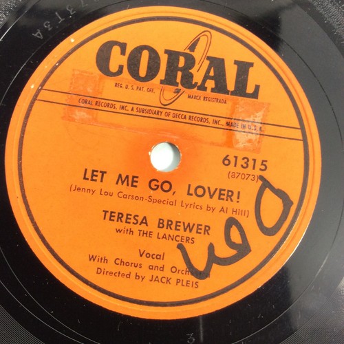 Teresa Brewer With the Lancers 78 rpm Record Let Me Go Lover Coral - Picture 2 of 9