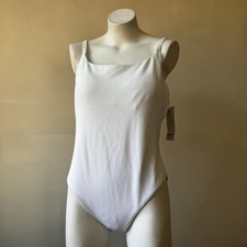 Athleta  Scoop Pique White One Piece Swimsuit