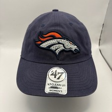 Denver Broncos 47 Brand Clean Up Hat Navy Blue Rhinestone Gemstone Women's NFL