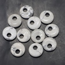 10pcs Natural Howlite Stone Large Hole Circle 18mm Beads Pendants DIY Jewelry