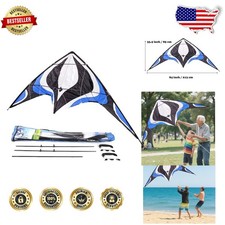 Large 84 Inch Stunt Kite for Adults  Blue Entry-Level Sport Kite  40lb Line...