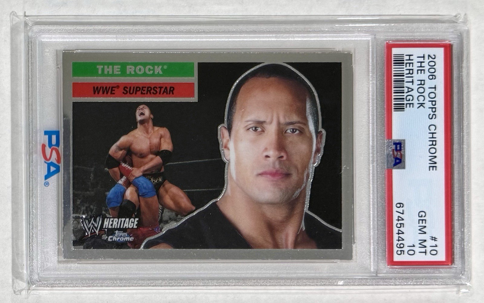 2006 Topps Chrome WWE #10 THE ROCK DWYANE JOHNSON Heritage PSA 10 GEM MINT 💎