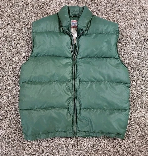 Frostline Kit Vtg 70s DIY Forest Green Quilted Puffer Vest Mens Sz Med Gorpcore - product listing photo
