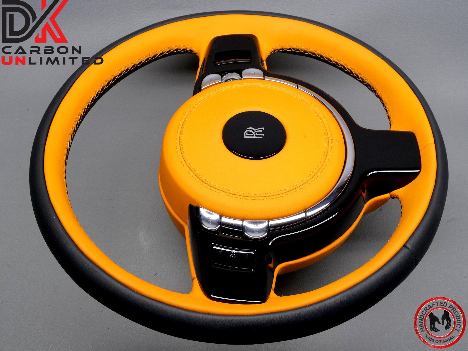 Rolls Royce Dawn Wraith Thick Rimmed 2 Tone Black & Mandarin Napa Steering Wheel